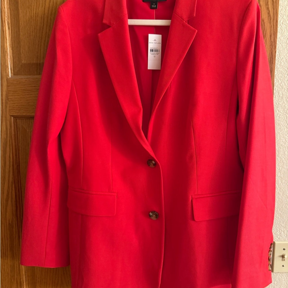 Ann Taylor Red Blazer Classic Tailored Suit Jacket